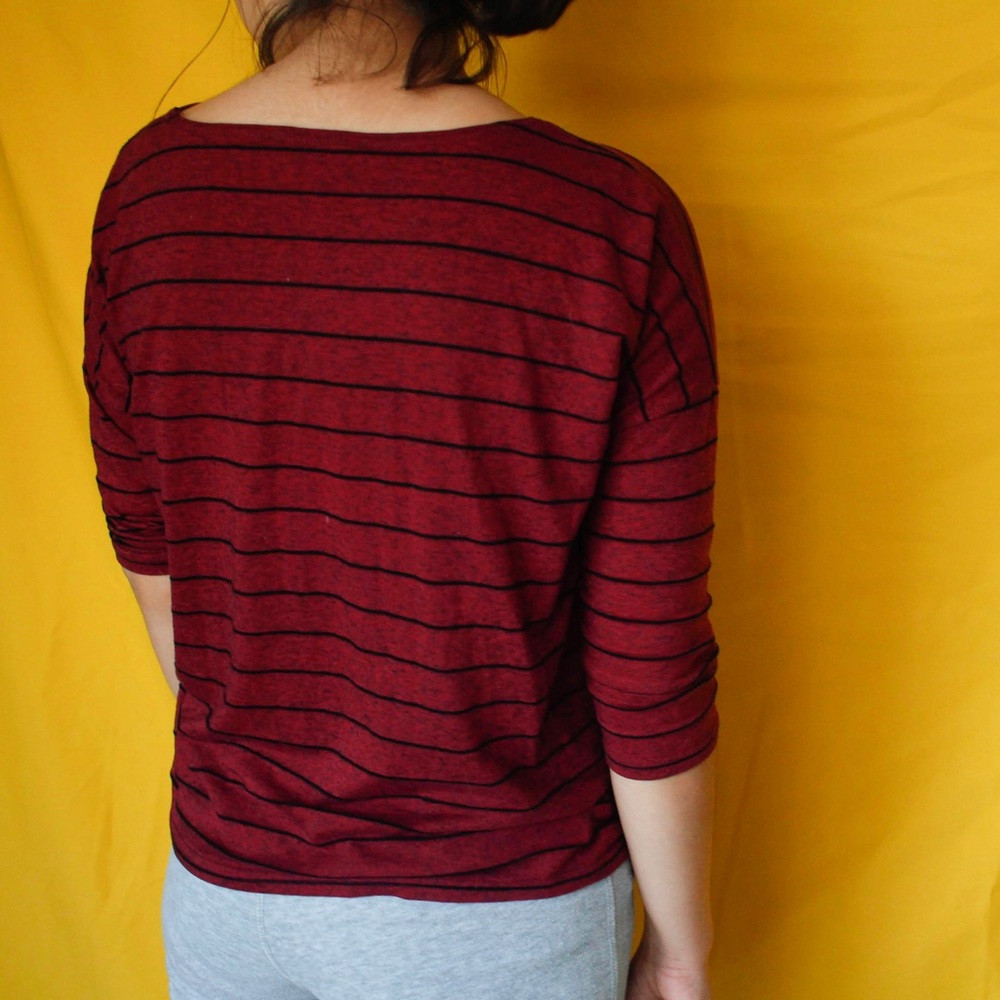 Forever 21 Maroon And Black Striped Tee - Picture 4 of 8